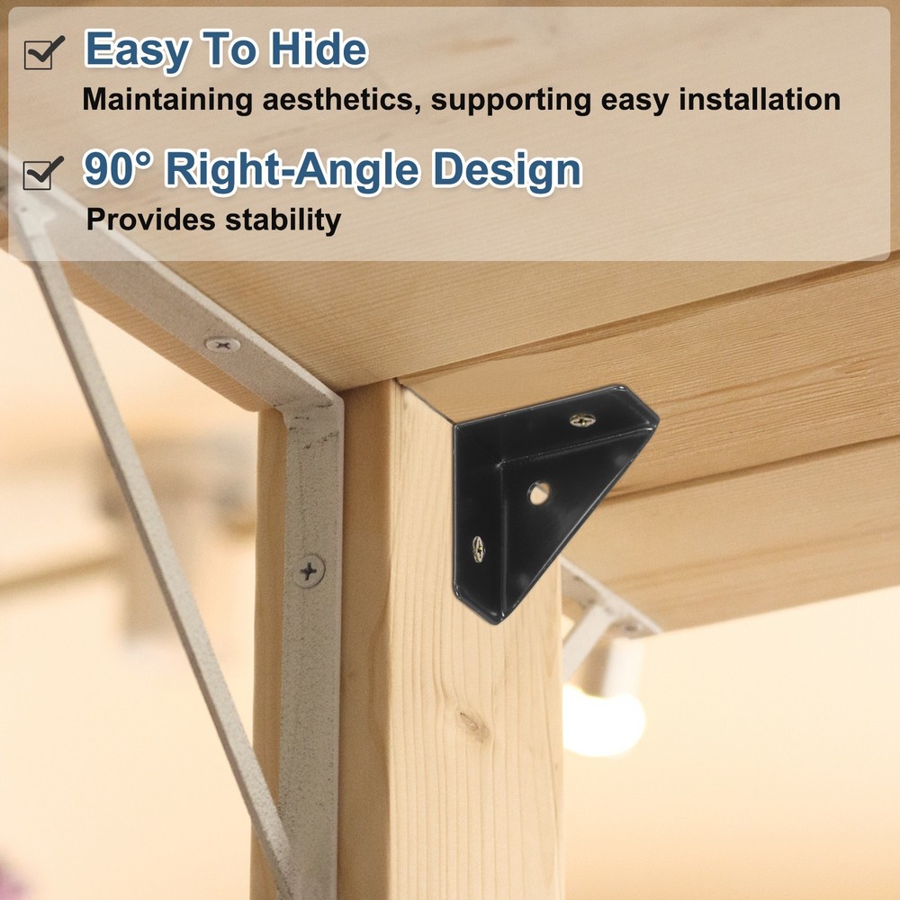 4 Hinged Angles 66mm x 66mm Carbon Steel Black Triangular Angles