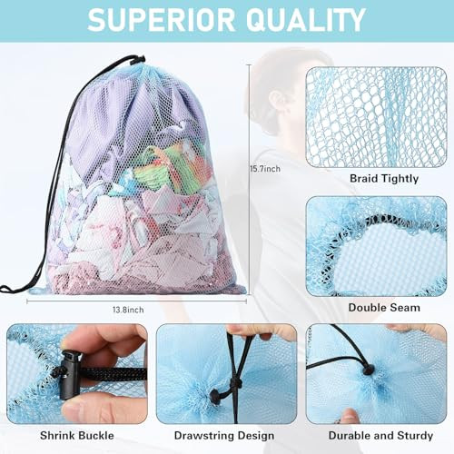 10Pcs Mesh Drawstring Bag Mesh Laundry Bag Nylon Mesh Bag 10pcs Multicolor