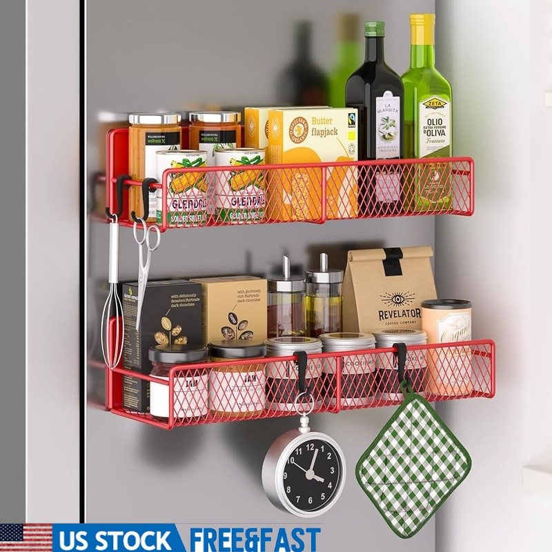 Magnetic Spice Rack Organizer Set Hook Kitchen Laundry RV Storage Solution New
