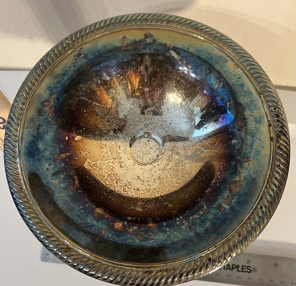 Silver Plated Compote Pedestal Bowl Decorative Collectible