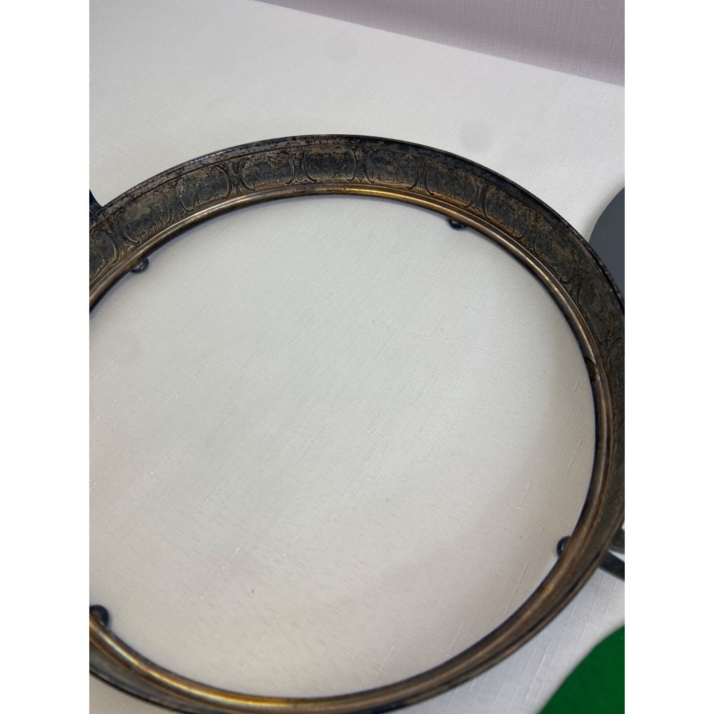 Vintage Webster Co Silverplate Mirrored Vanity Tray Ornate Round Perfume Display