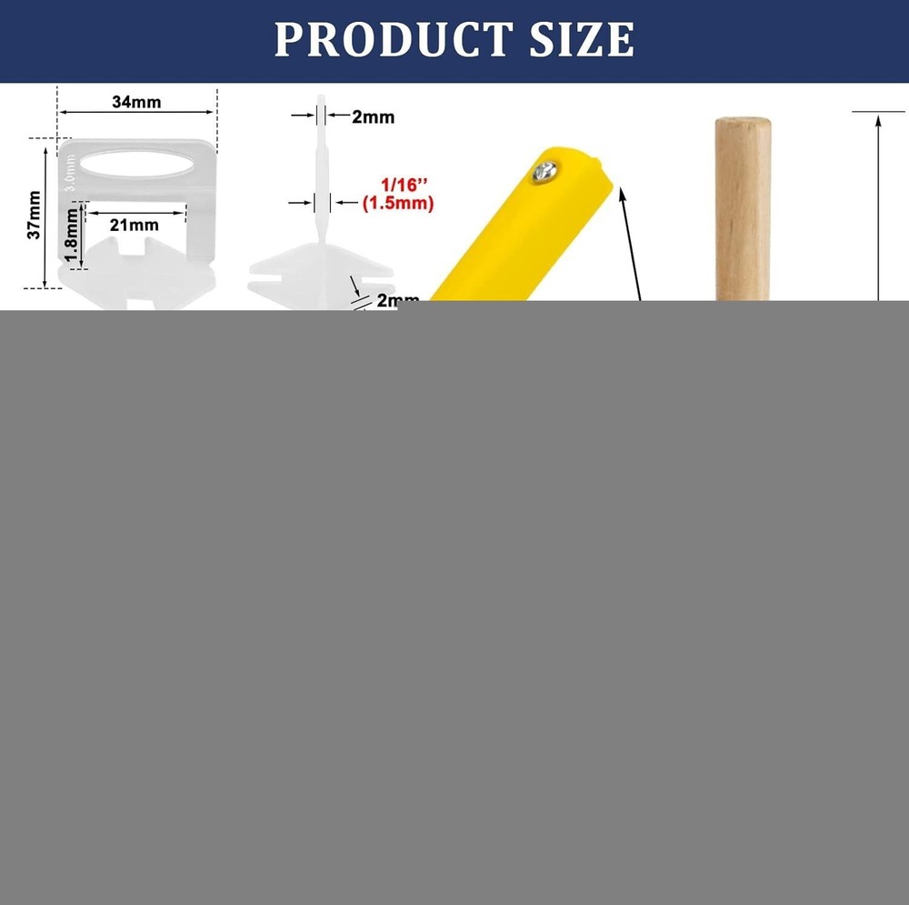 Tile Leveling System with Tile Plier Rubber Mallet 1000 Piece Tile Spacers Clips
