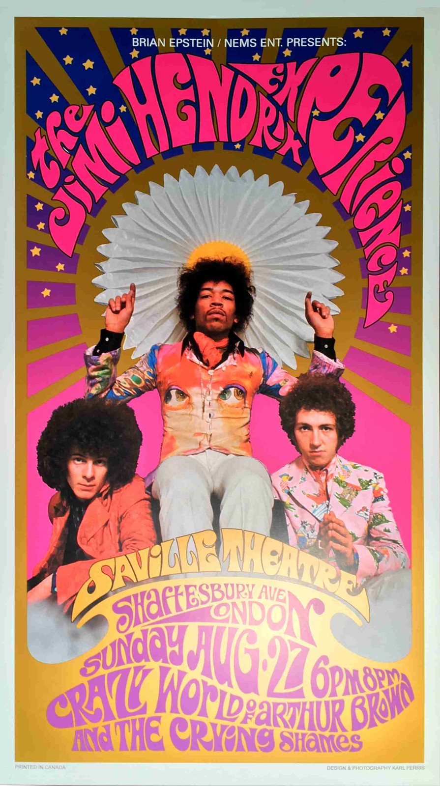 Jimi Hendrix Poster Saville Theater Bob Masse/Karl Ferris Hand Signed Bob Masse