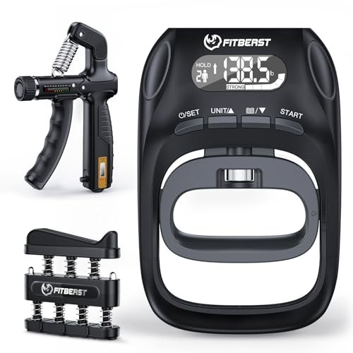 Grip Strength Tester Set with Hand Strengthening Tools – Track Progress, Black
