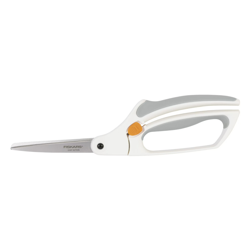 Fiskars 8" Bent Scissors with Premier Easy Action, in White