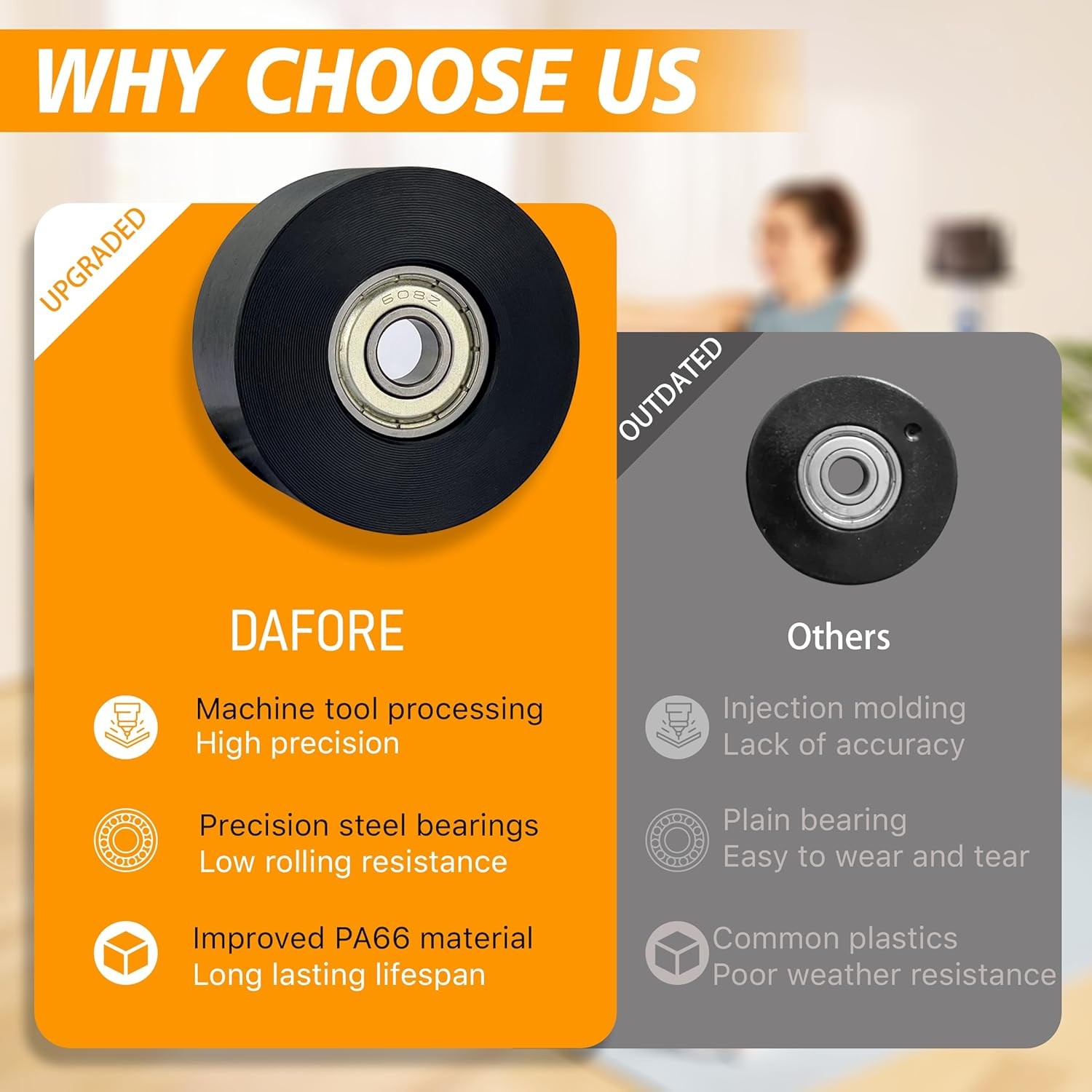 Upgraded Machined Wheels/Rollers Compatible with Rowing Machine,Water Rower Seat