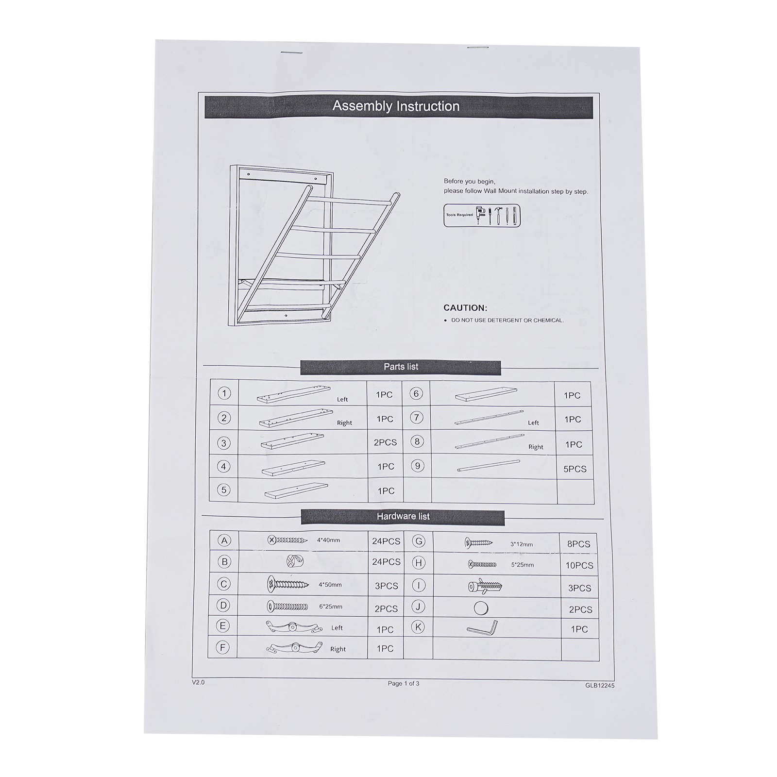 Wall Mounted Clothes Drying Rack, Indoor Folding Clothes Drying Rack for Laundry