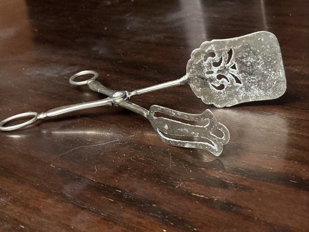 Vintage Silver Plated Leonard All Purpose Tongs Sandwich Italy Needs Polished