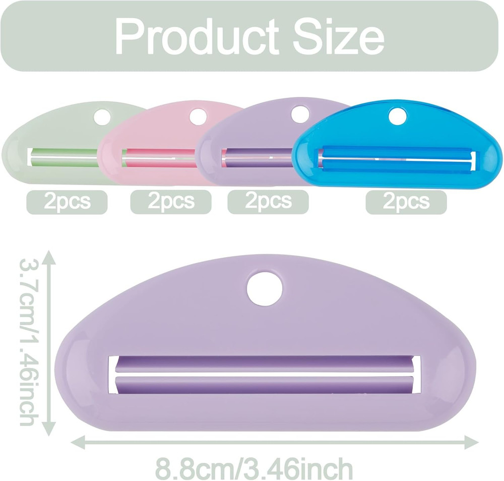 8Pcs Toothpaste Squeezer, Plastic Toothpaste Tube Roller Squeezer Assorted Color
