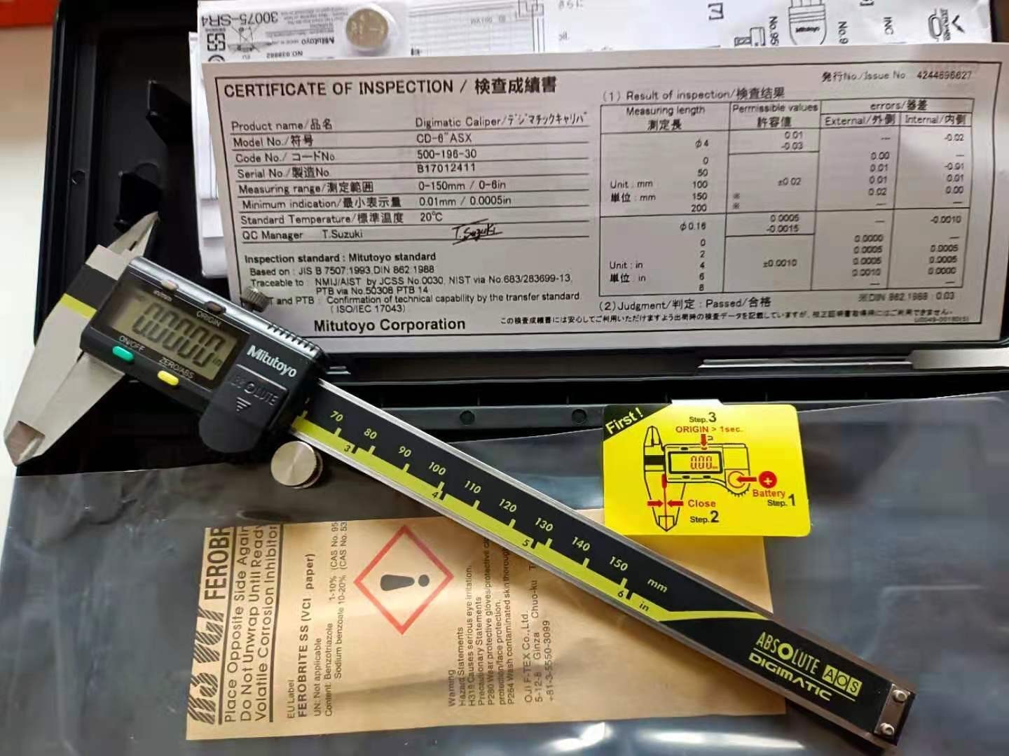 Mitutoyo 500-196-30 150mm/6" Absolute Digital Digimatic Vernier Caliper