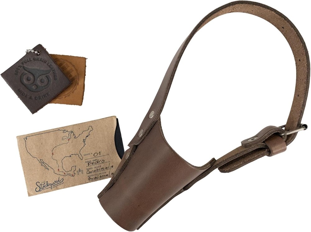 Artisan Crafted Leather Dog Muzzle - Bourbon Brown, Small, Anti-Bite,
