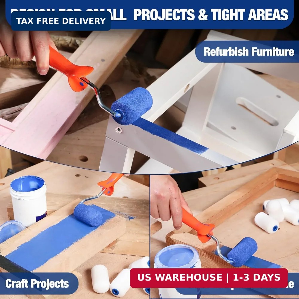 WORKPRO Small Paint Roller 2.5 inch 12-Pack, Mini Foam Paint Roller Covers for S