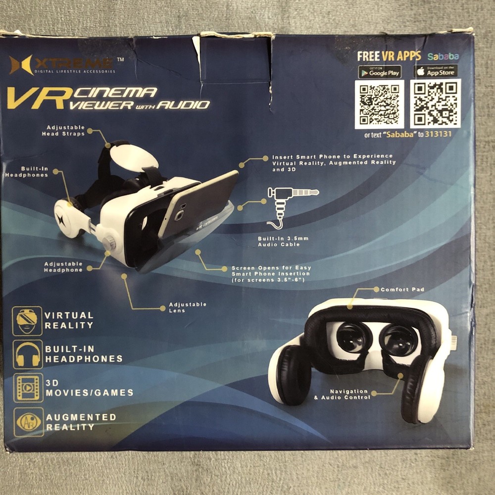 VR Cinema Viewer With Audio. Virtual Reality Headset.