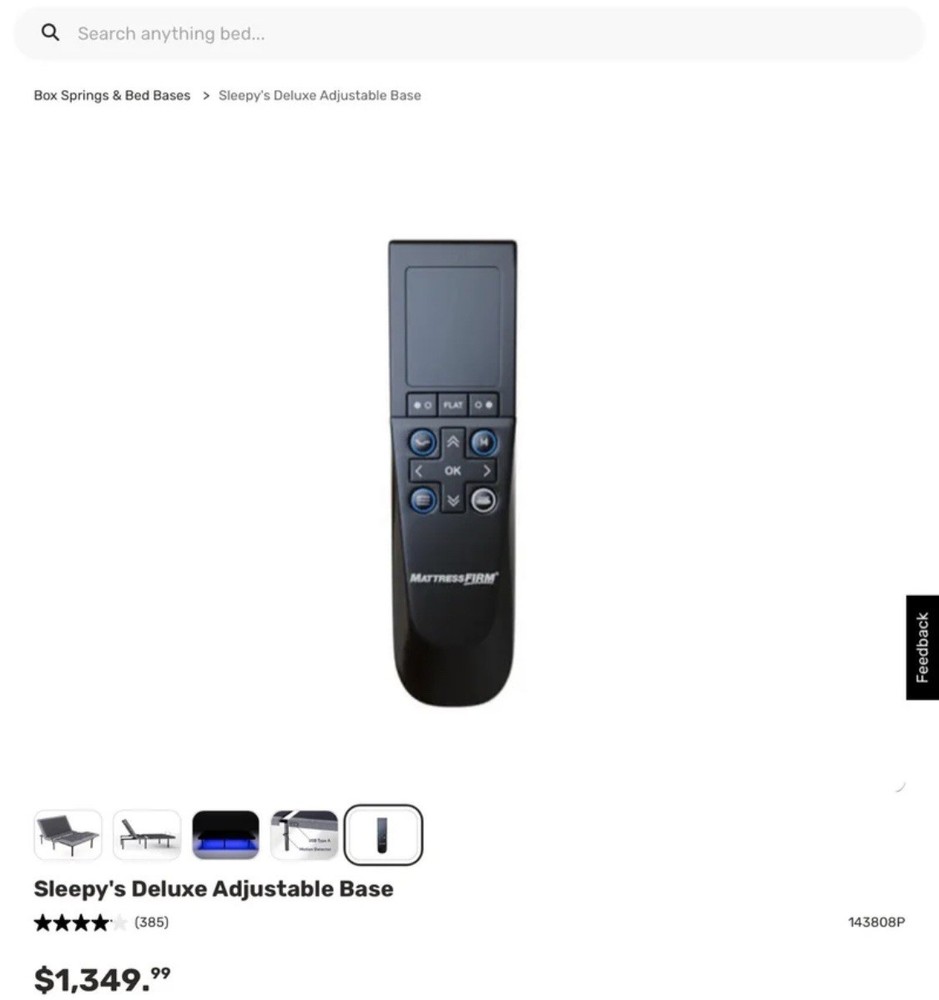Remote Control RF62 - Sleepy’s Deluxe Adjustable Base - RF.62.12.01