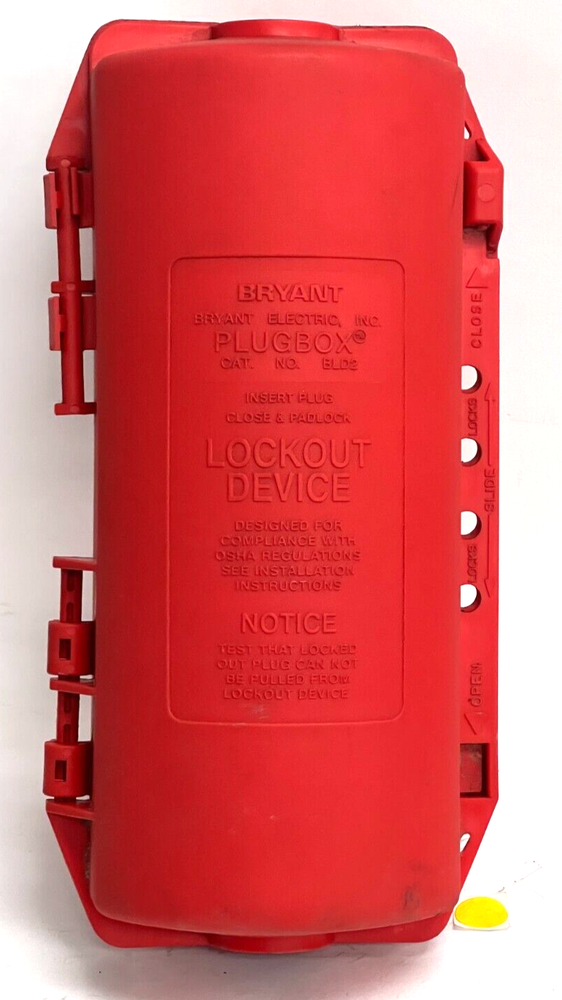 BRYANT ELECTRIC INC. BLD2 PLUGBOX LOCKOUT DEVICE RED POLYPROPYLENE