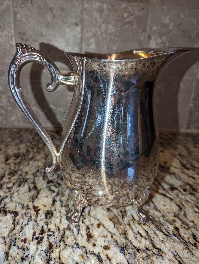 Vintage Silver Plate Beverage Water Pitcher with Ice Guard