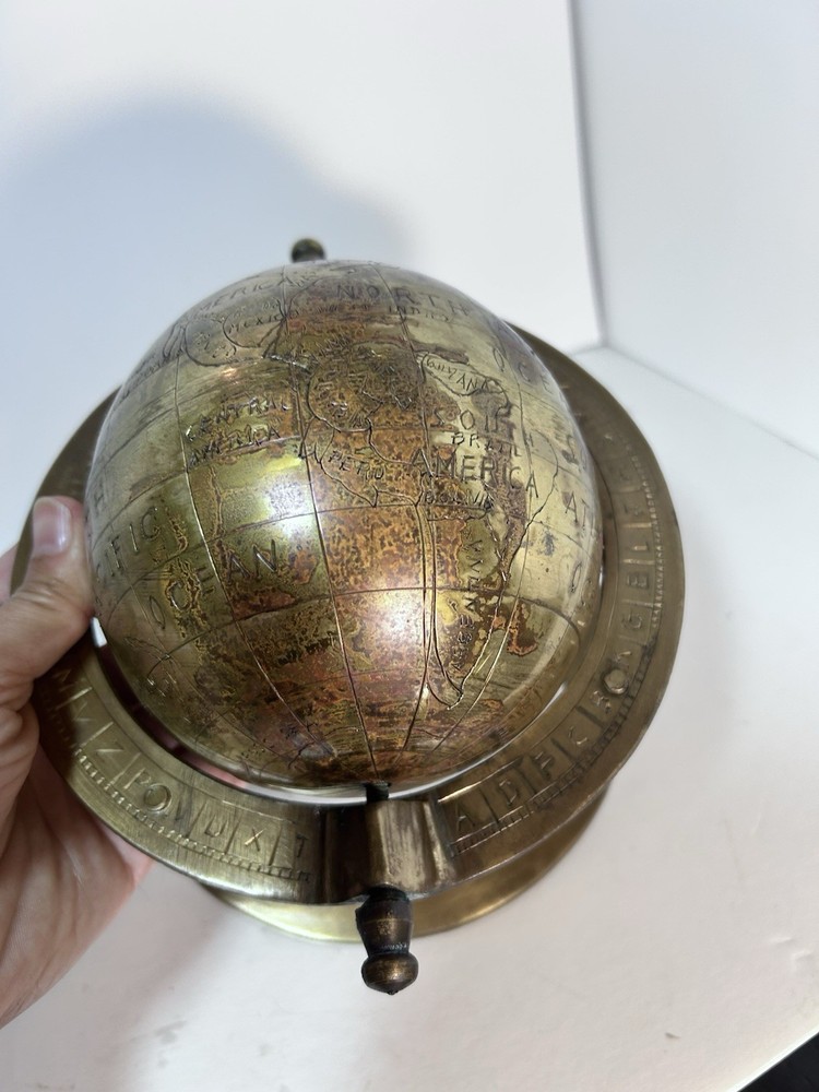 Globe With World Map Full Solid Brass Victorian Era Handmade Rare Globe