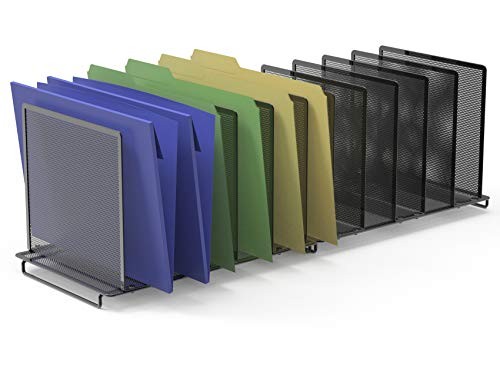 2 Pack - SimpleHouseware 5 Section Upright File Sorter Organizer Black