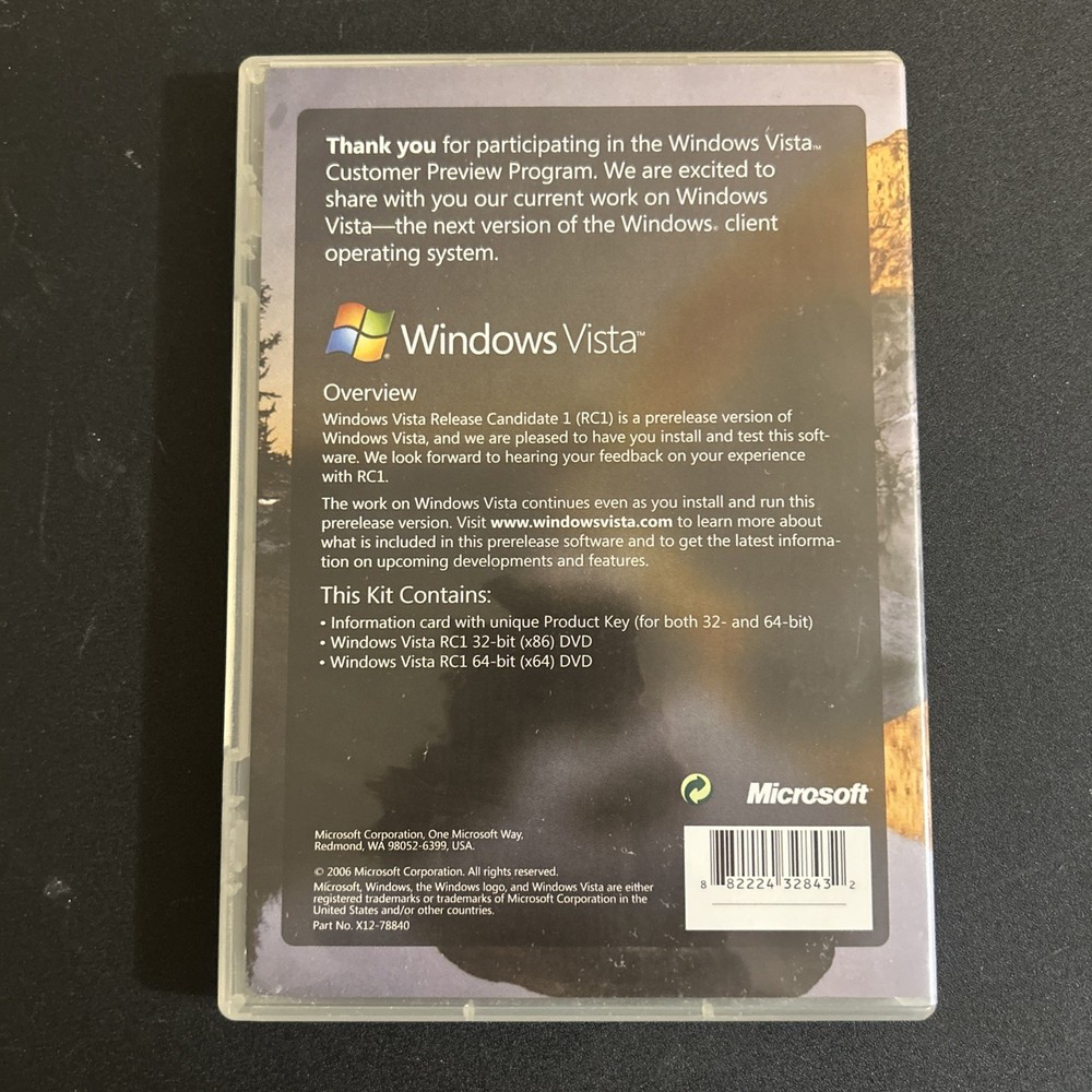 Windows Vista Release Candidate 1 Customer Preview Program DVD 2-Disc 32/ 64 Bit