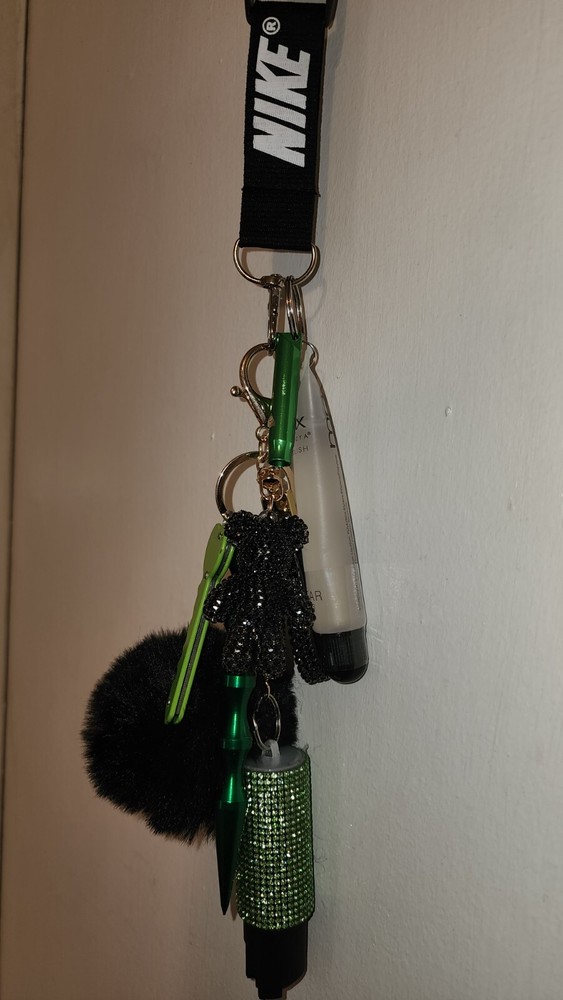 Lime Green Bling Bear Defender Keychain
