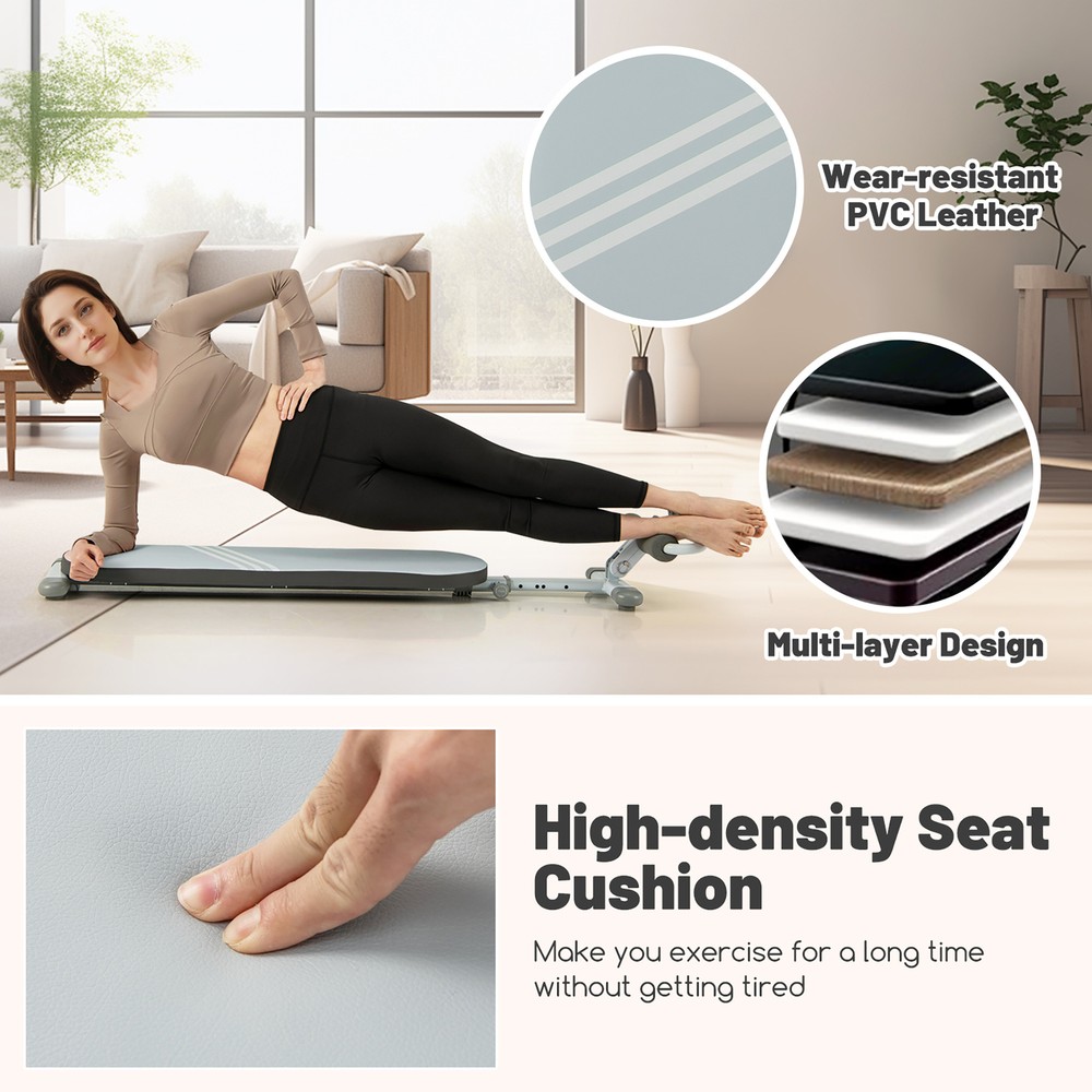 Multifunctional Sit Up Bench w/3 Gear Adjustable Angles & Adjustable Length Blue