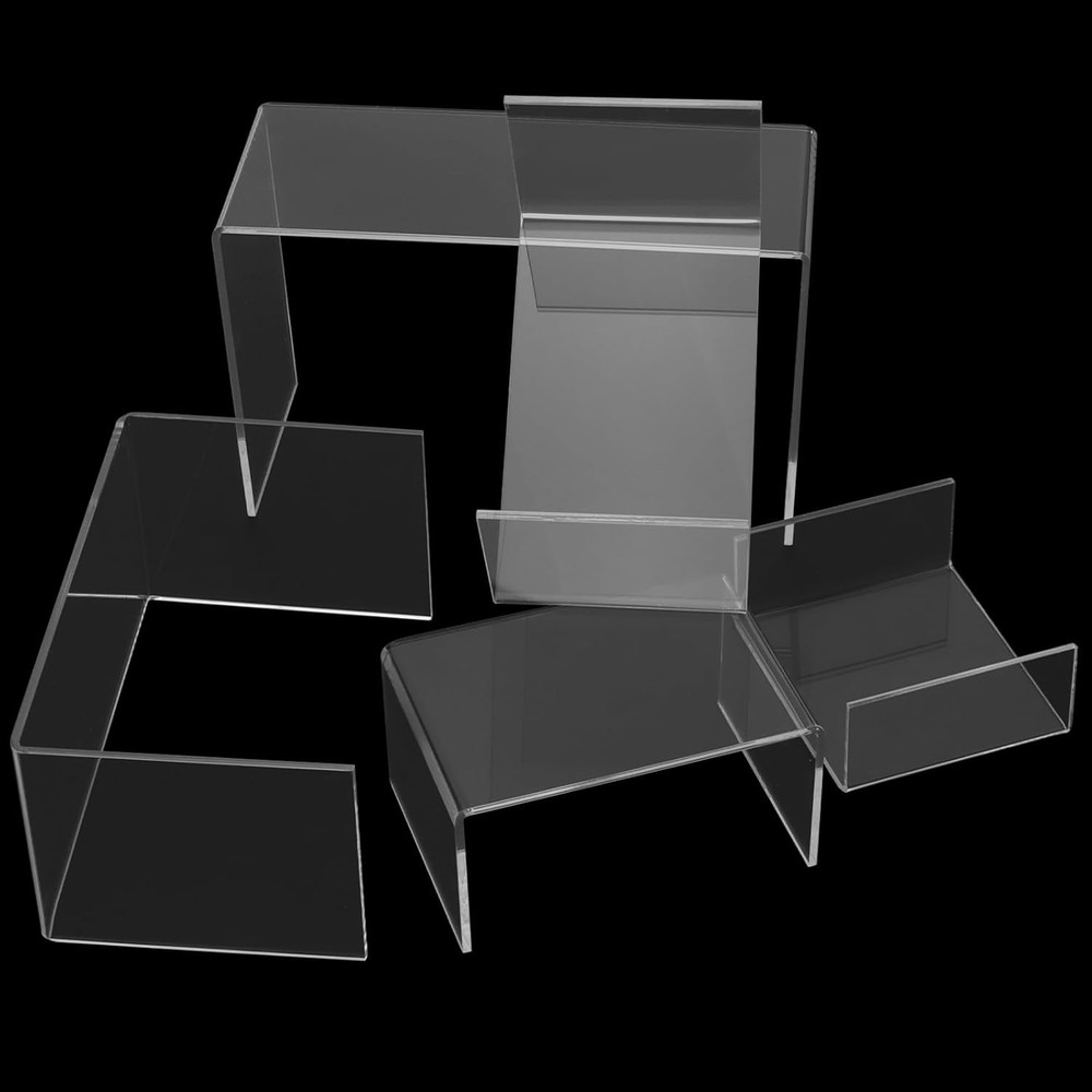 10 Pcs Clear Acrylic Display Risers, 3"" 4"" 5"" 6"" 7"" Rectangular Showcase Co