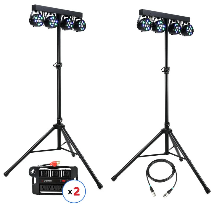 Eliminator Mini Par Bar 4xRGBW Par LED Lighting System Pair Bundle