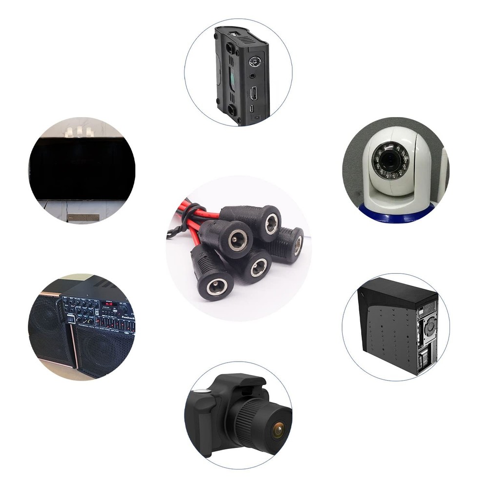 weideer 5Pcs 10A DC-099 DC Power Jack Cord Socket Female Socket, Black