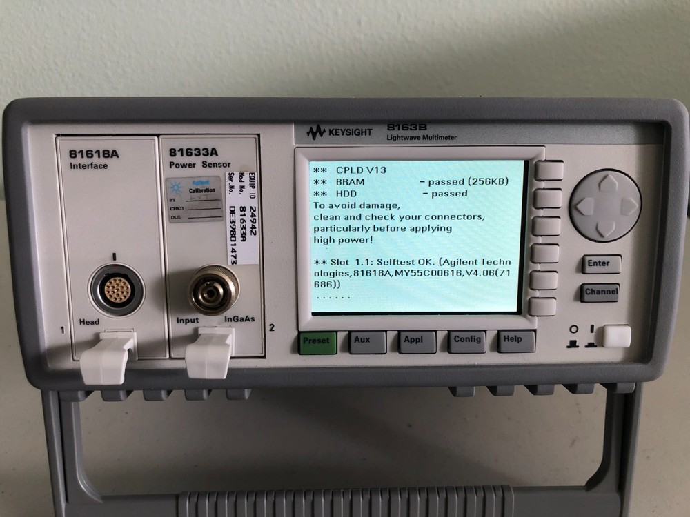 Keysight 8163B Lightwave Multimeter Mainframe+Interface81618A+power sensor81633A