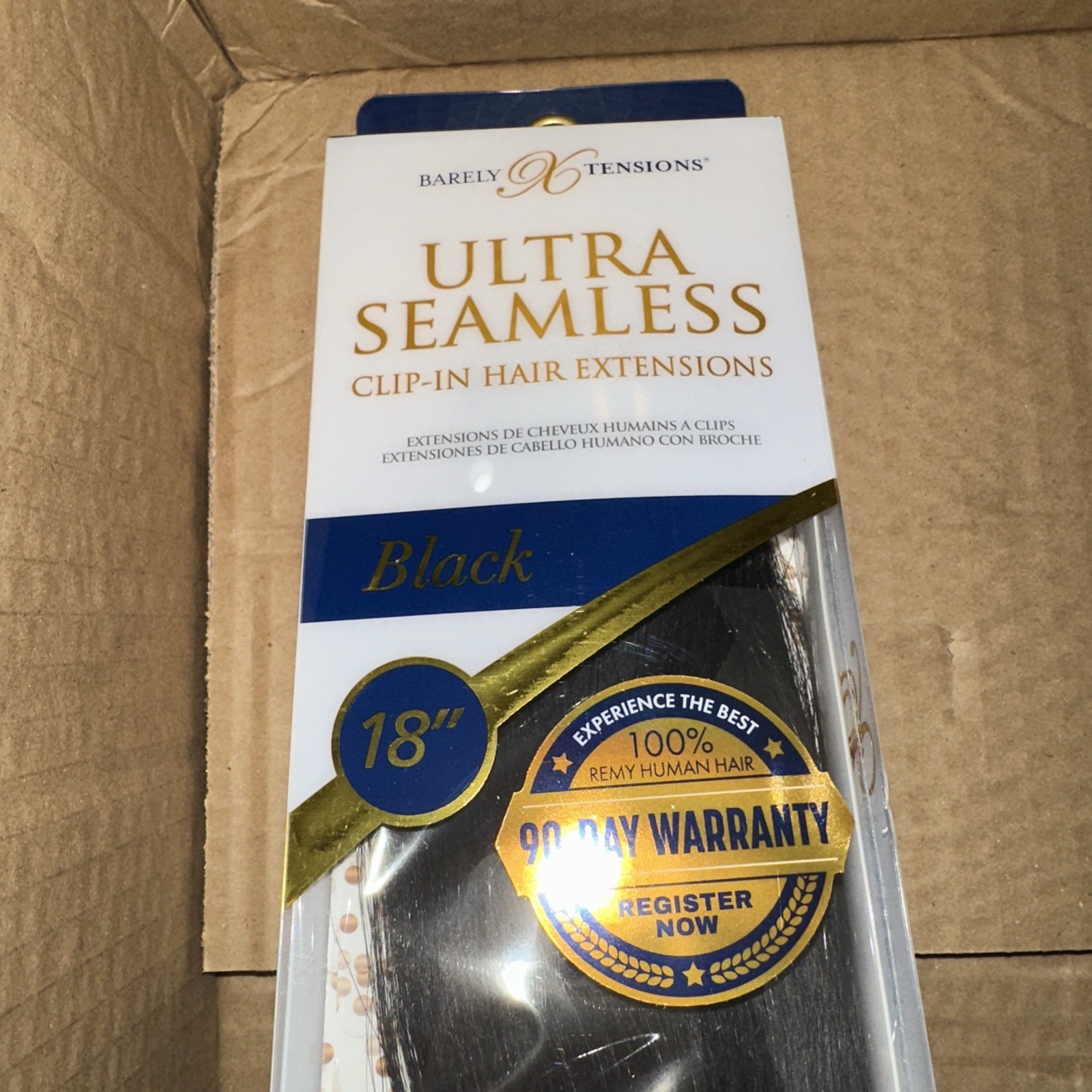 Barely Xtensions 18" Black Clip-In 100% Remy Human Hair Extensions