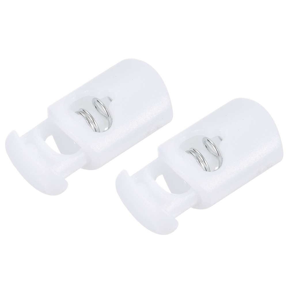 10pcs Plastic Cord Locks End Spring Stop Toggle Stoppers 0.2" Single Hole White