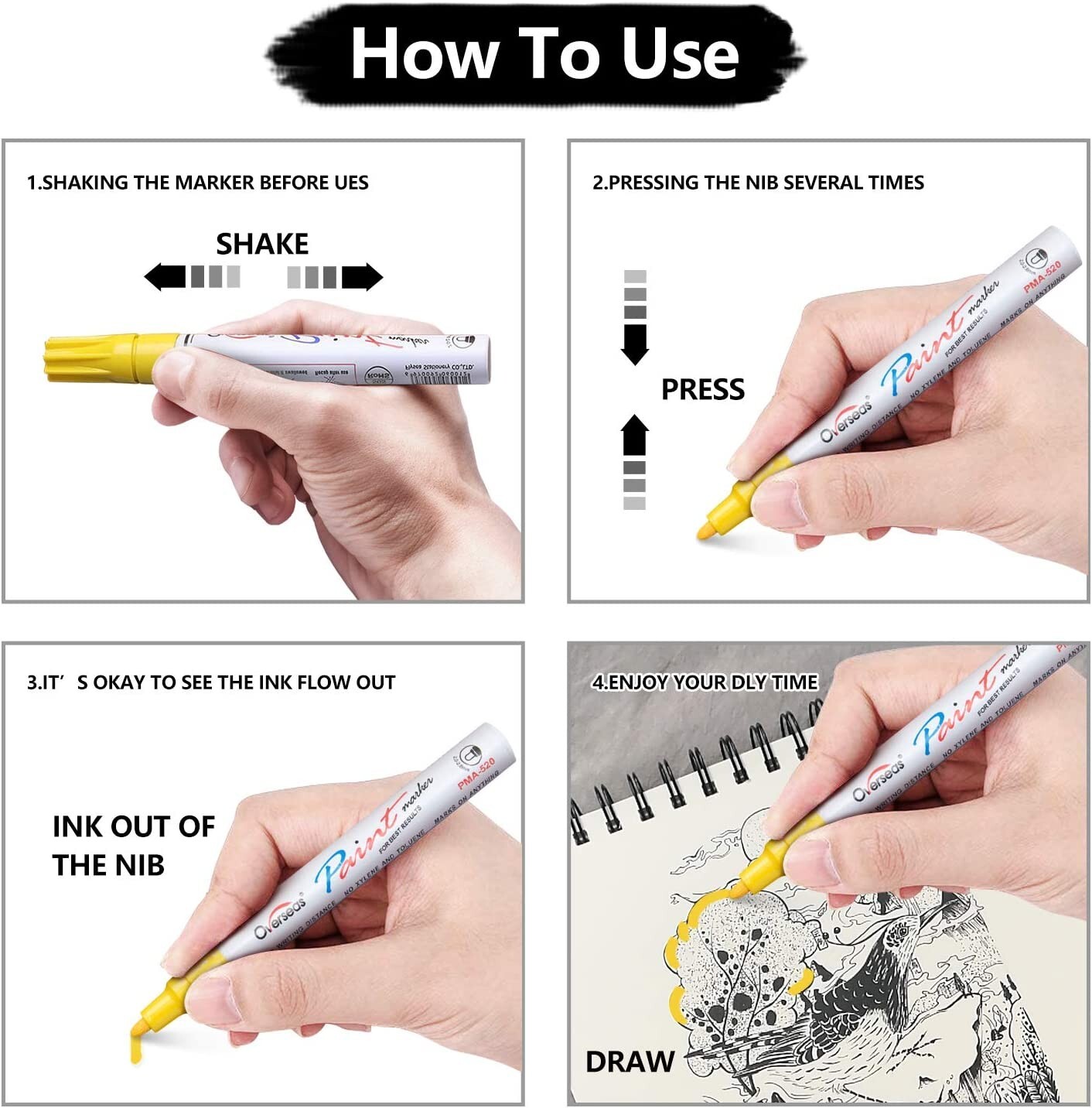 16Pcs Waterproof Permanent Paint Marker Pen For Car Tyre Tire Tread Rubber Metal