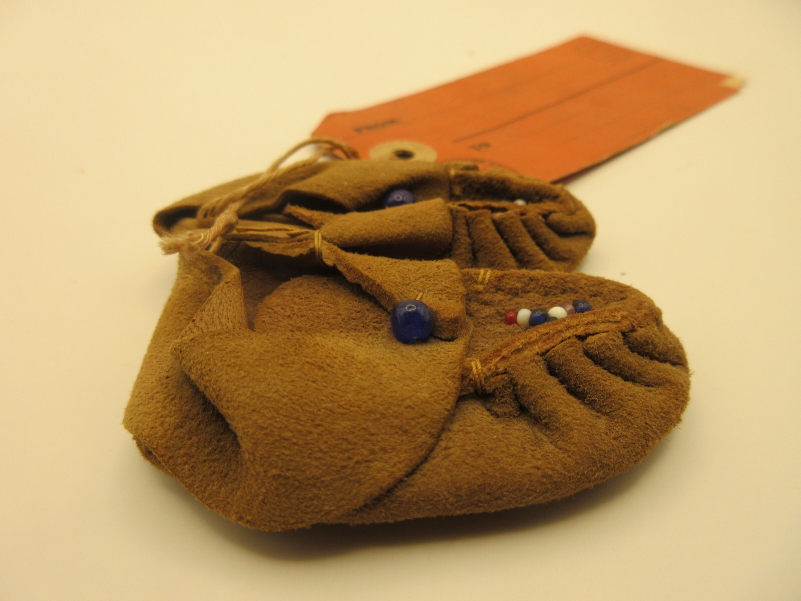 Antique Native American Indian Ojibwe Leather Beaded Moccasins Adult Baby