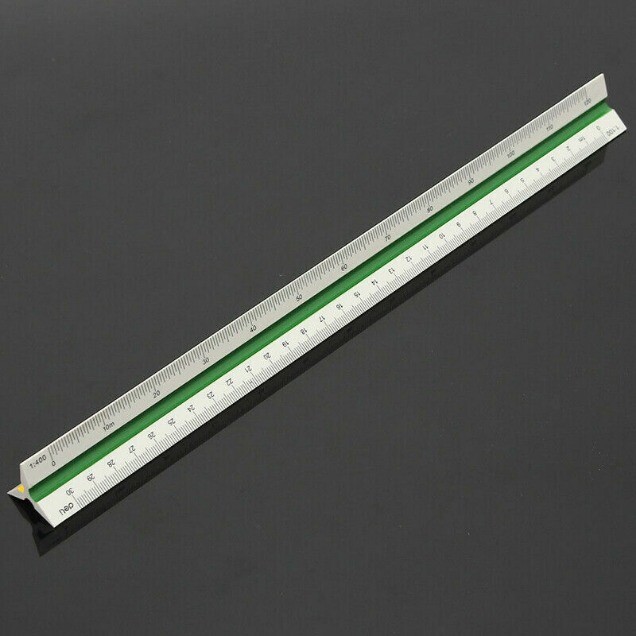30cm/12" Solid Plastic Metric Triangular Scale Ruler Architect Engineers