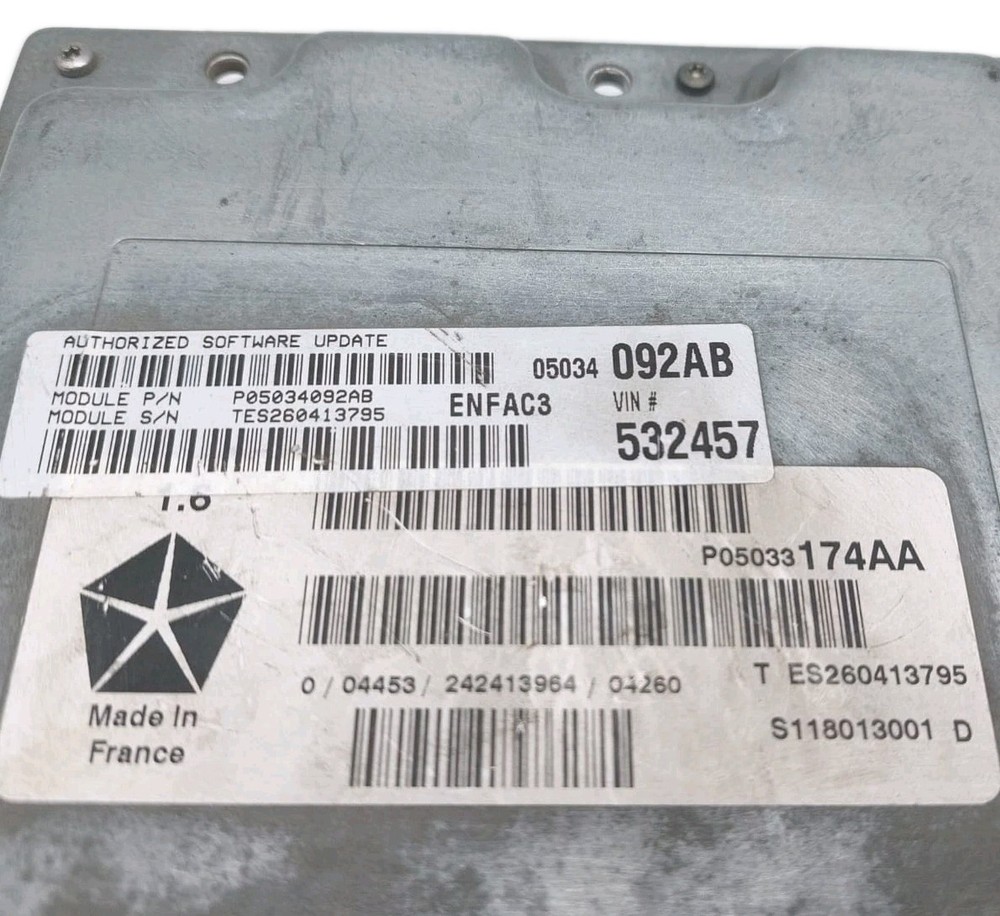 Chrysler Engine Control Unit 05034092AB P05034092AB 05034092AB