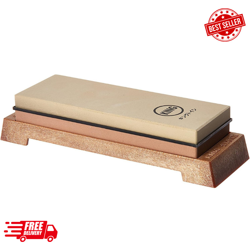 King KW65 Japanese Sharpening Stone Whetstone Combination Grit 1000/6000 Sturdy