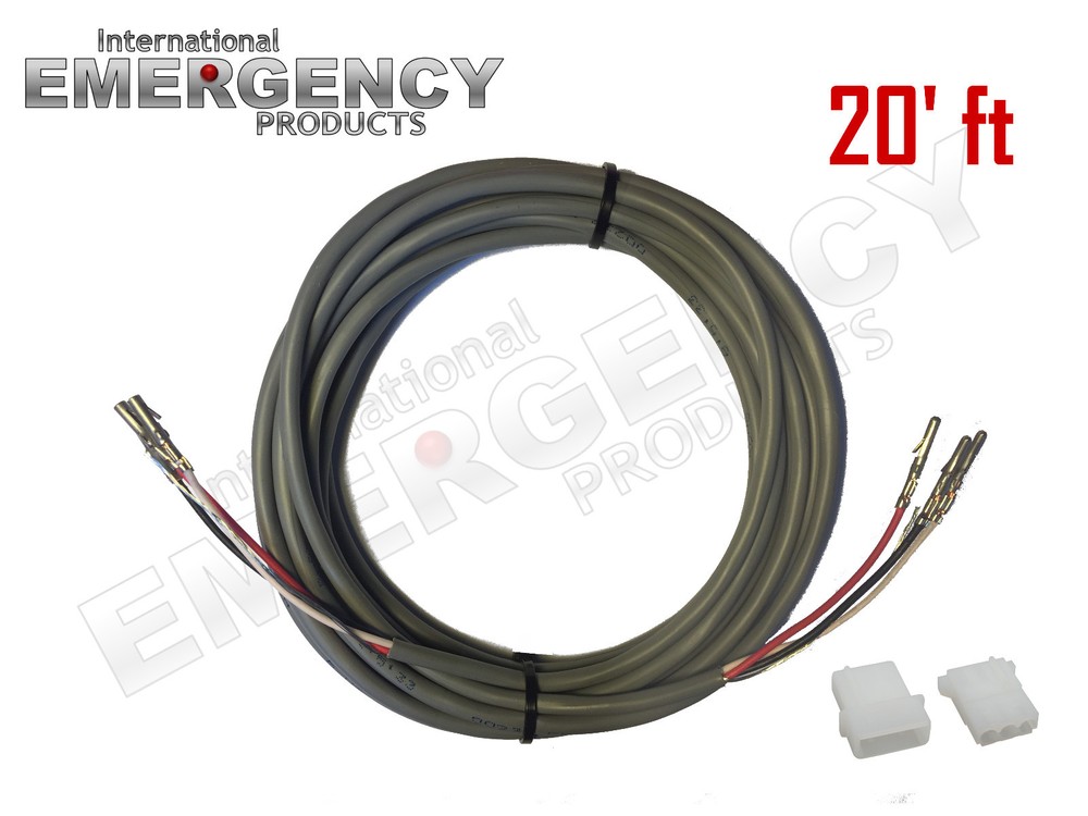20' ft Strobe Cable 3 Wire Power Supply Shielded for Whelen Federal Signal Code3