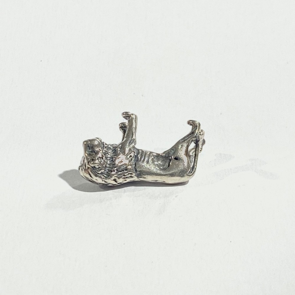 vintage solid silver lion micro miniature , hallmarked italian figurine