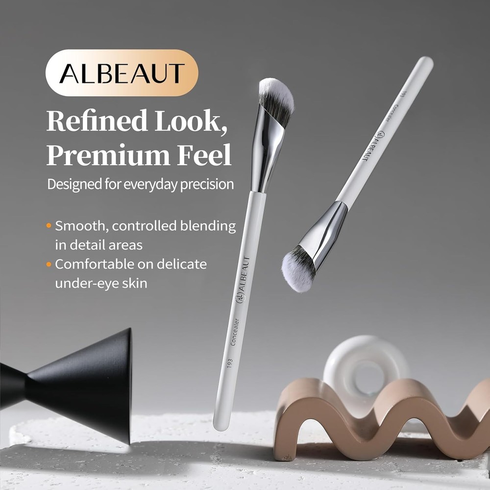 Concealer Brush, Angled Under Eye Makeup Small Foundation Precision Face
