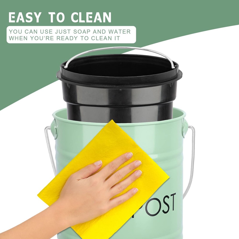Kitchen Countertop Compost Bin with lid – Small, Includes Inner Compost Bucket L