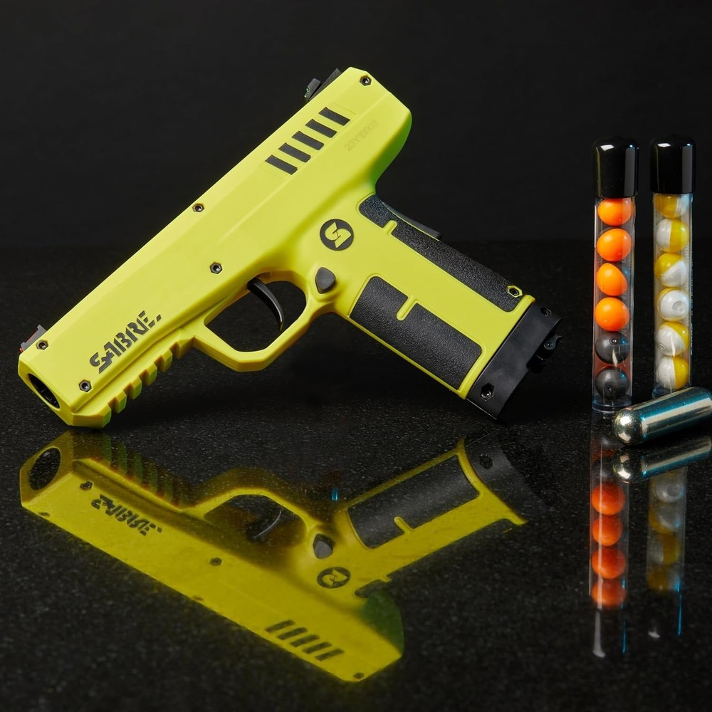 Compact Home Defense Pepper Launcher – 7 Projectiles & Quick CO2 Reload System