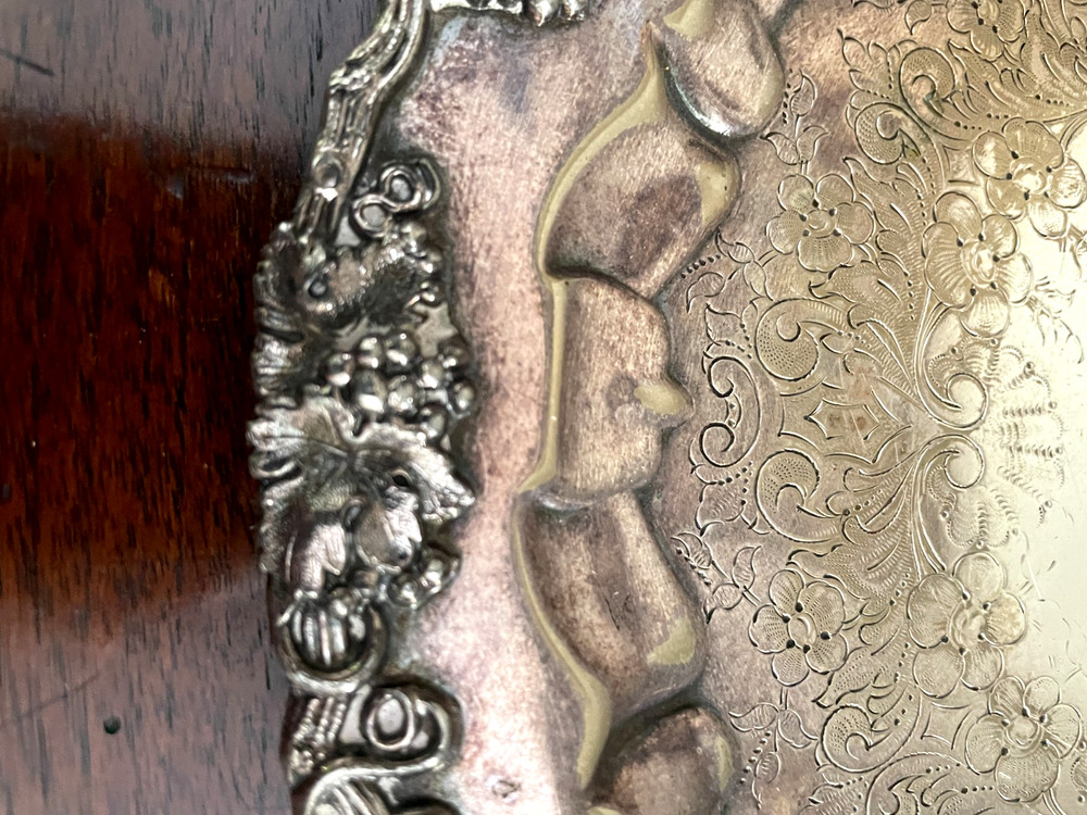 Vintage Barbour International Silver Plate 9" Serving Plate w/Grape Leaf Border