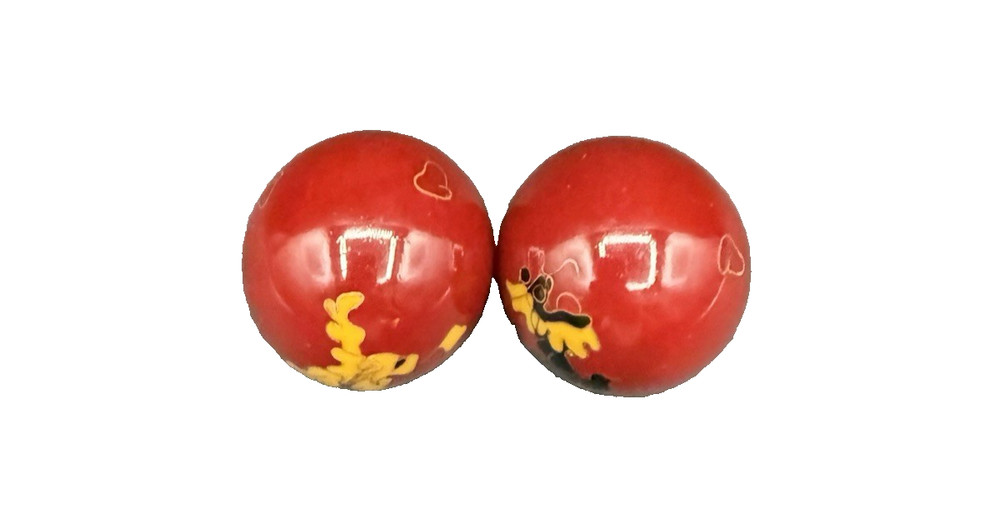 Red Enamel Baoding Balls with Chimes Dragon Design