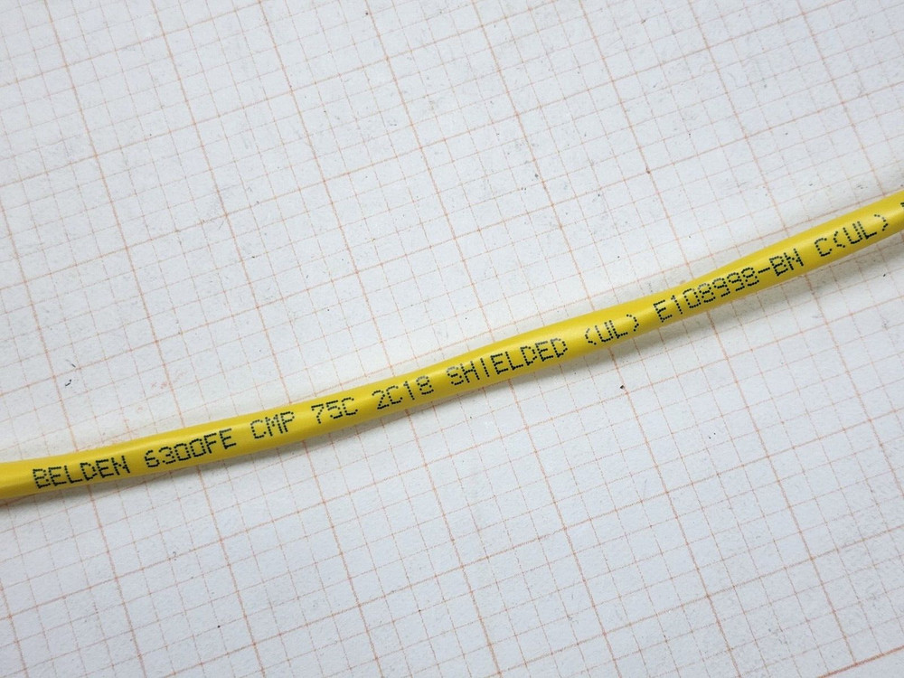 Belden Wire 6300FE 18/2C Shielded Media Control/Audio Cable Plenum Yellow /100ft