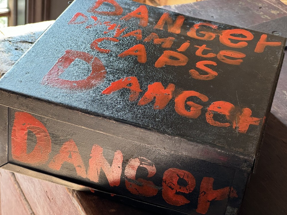Antique Dynamite Box, Danger Dynamite Caps Lock Box