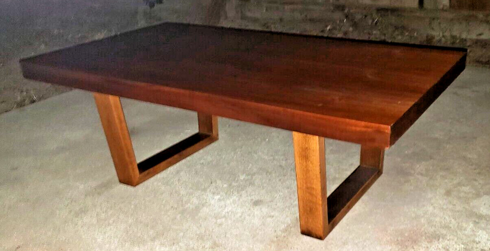 Mid-Century Modern Long Rectangular Walnut Coffee Table Vintage