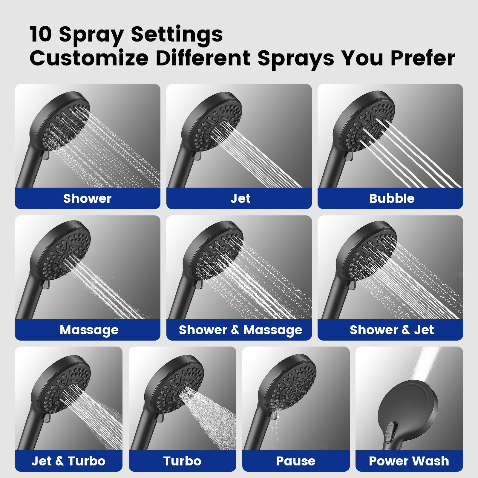 JOMOO Filtered High Pressure Shower Head Combo 10 Spray 12" Rainfall