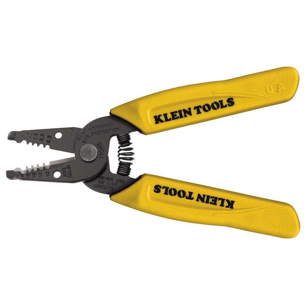Klein Tools 11048 Dual Wire Stripper Cutter for Solid Wire, Small, Yellow