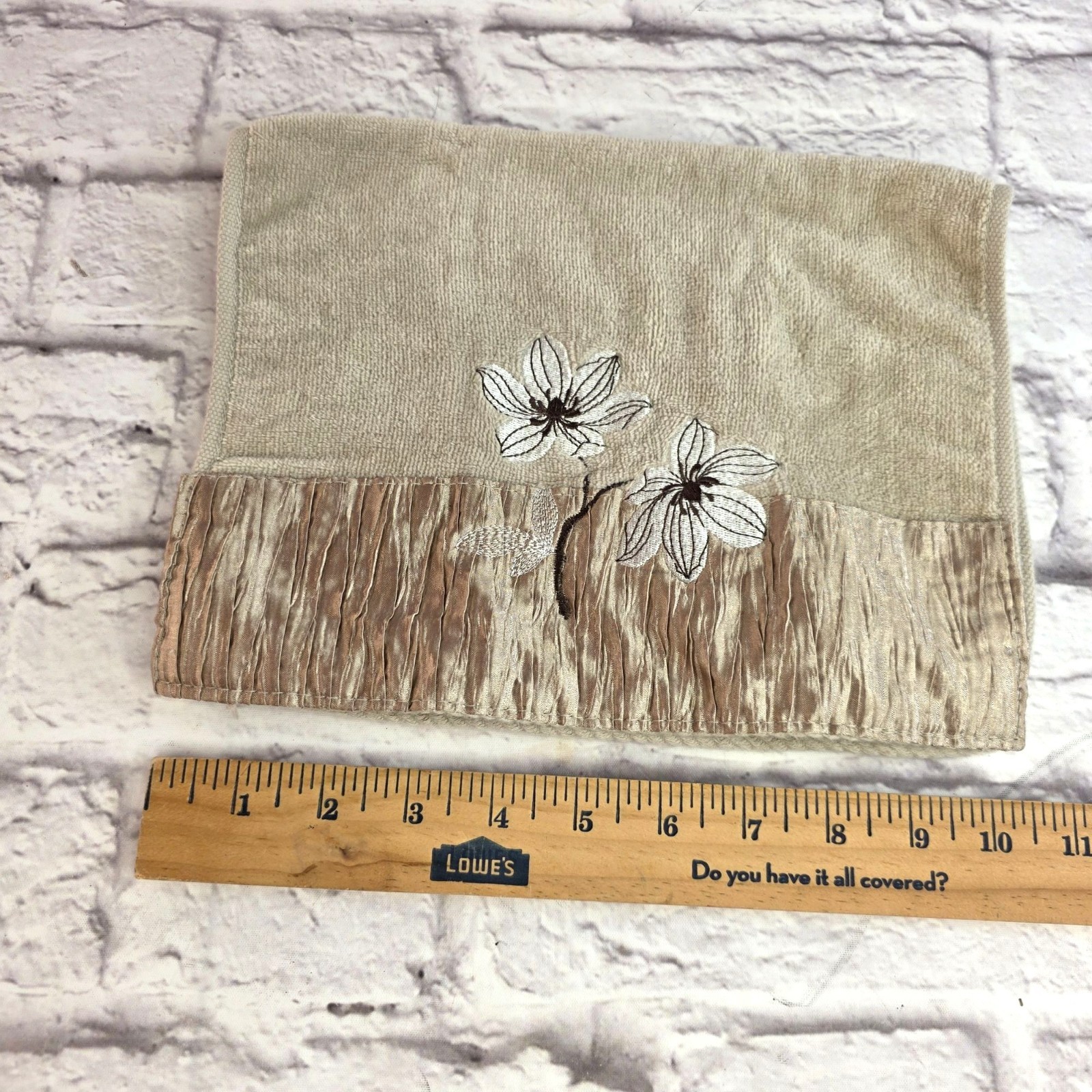 Croscill Magnolia Bath Towel 6-Piece Set Beige Embroidered Floral 100% Cotton