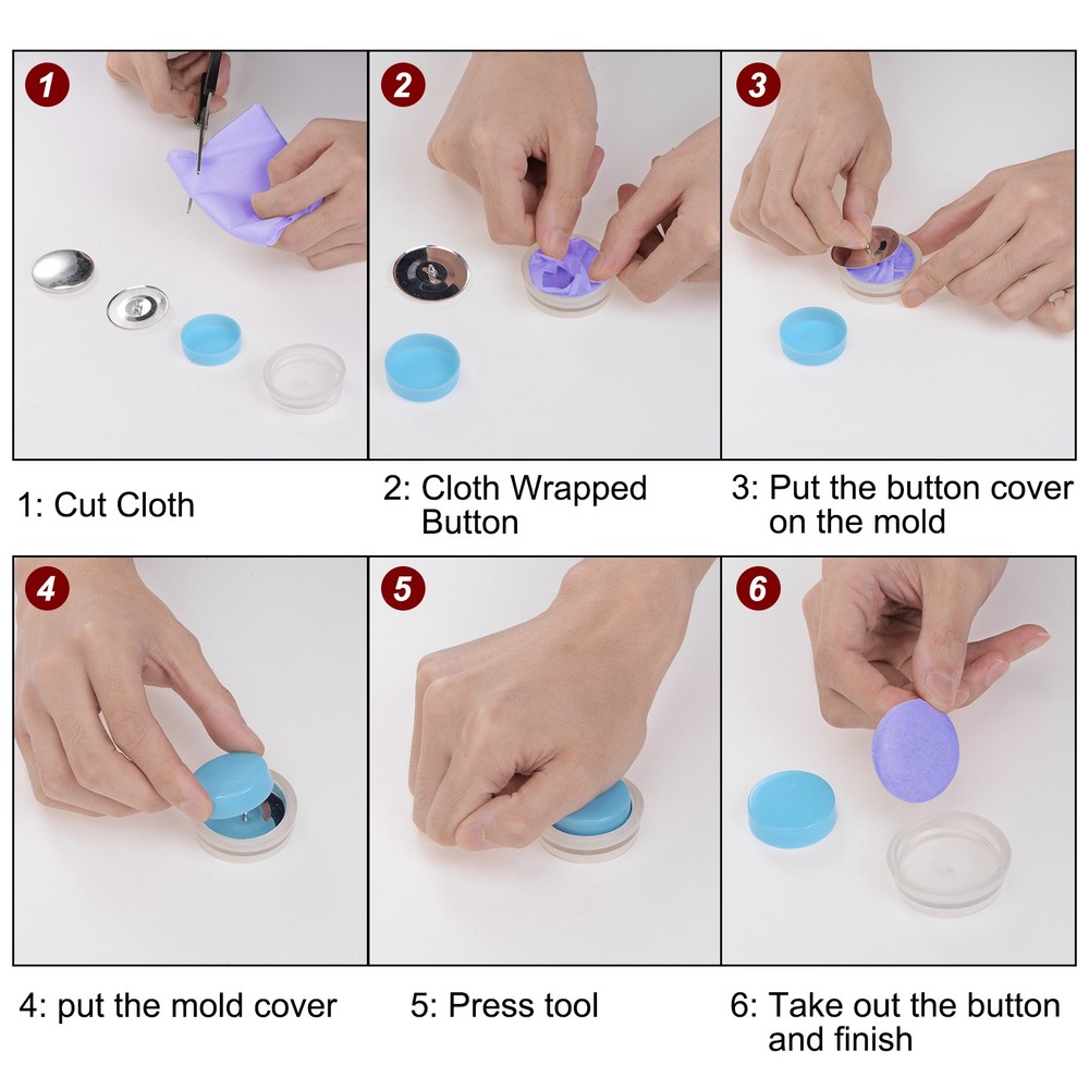 30 Sets Self Cover Button Kit 38mm Aluminum Button with Tools